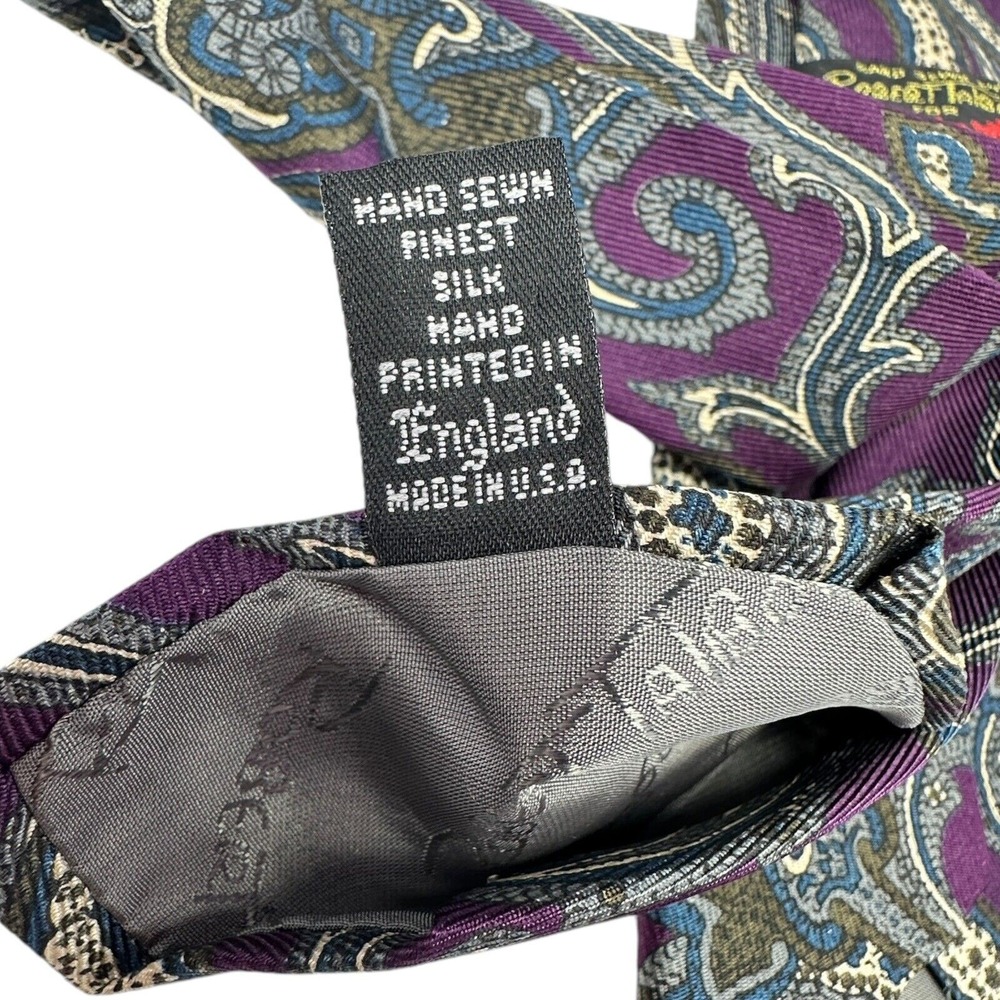 Robert Talbott Men's Purple Paisley Silk Tie‎ Hand Sewn Made in USA Formal 60" - Picture 6 of 6